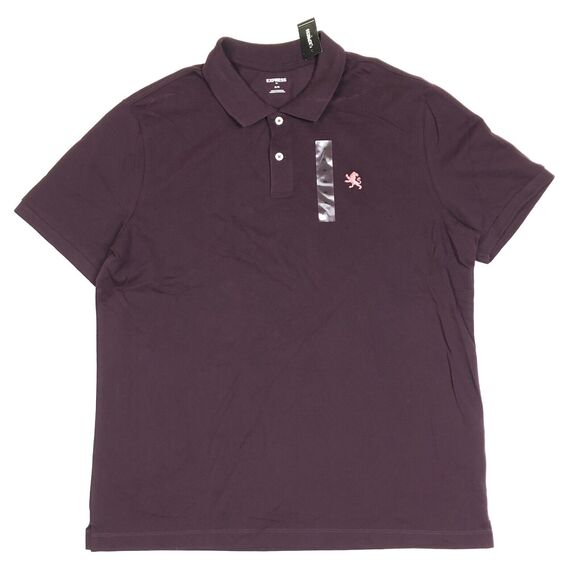 Brand New Express Purple Plum Short Sleeve Polo Shirt Top Size XL Preppy B14 - Picture 1 of 5